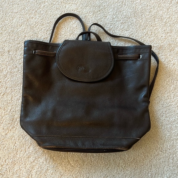 Longchamp brown leather backpack main image 5